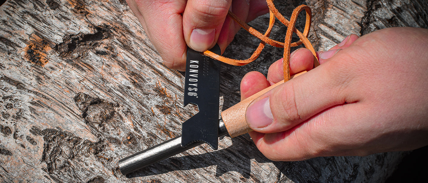 KonvoySG Fire Rod + Waxed Tinder Rope