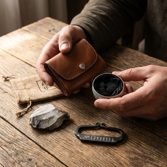 Fire Starting Leather Gift Kit - Coyote Brown