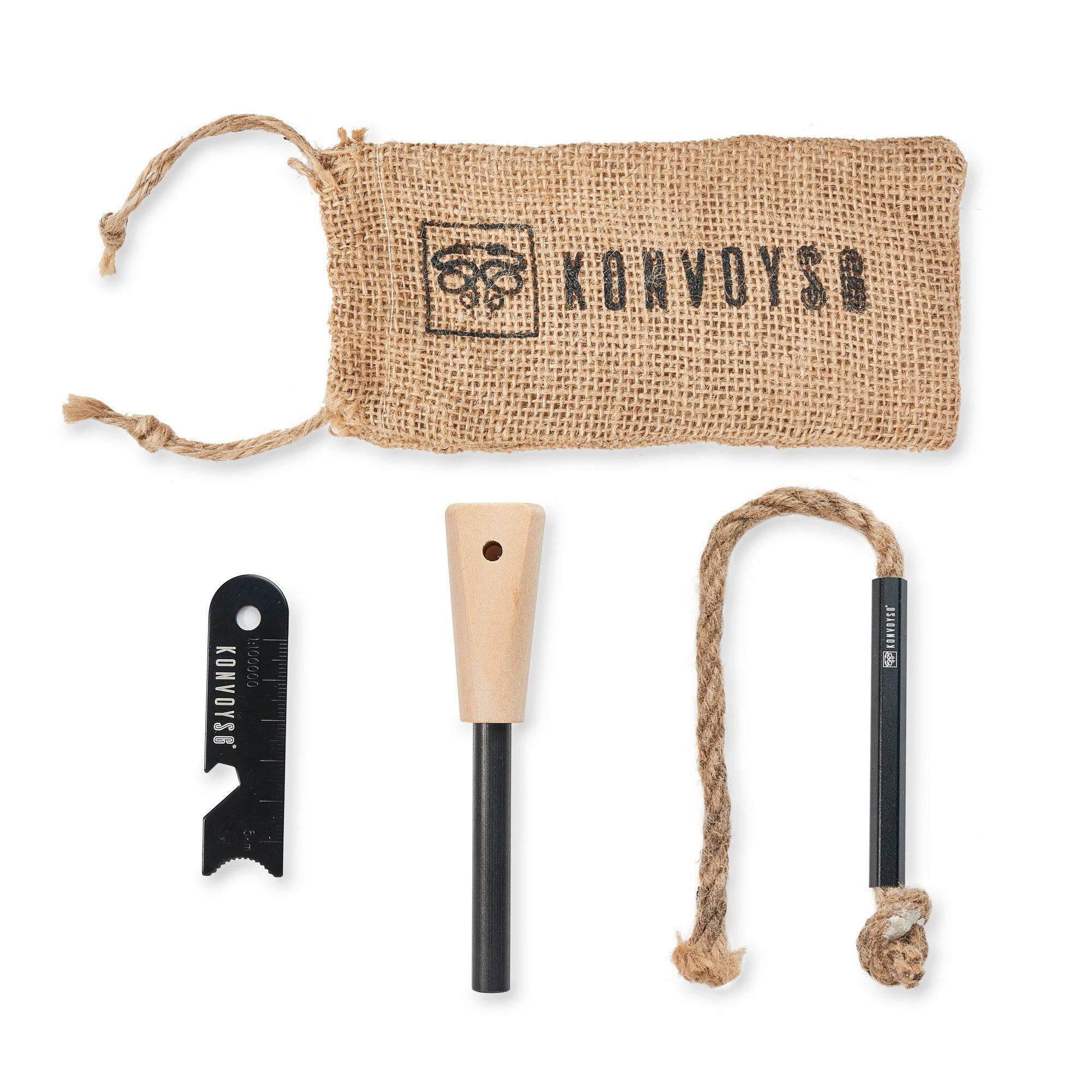 KonvoySG Fire Rod + Waxed Tinder Rope
