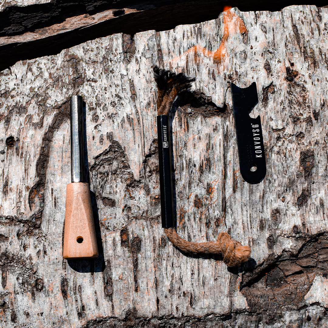 KonvoySG Fire Rod + Waxed Tinder Rope
